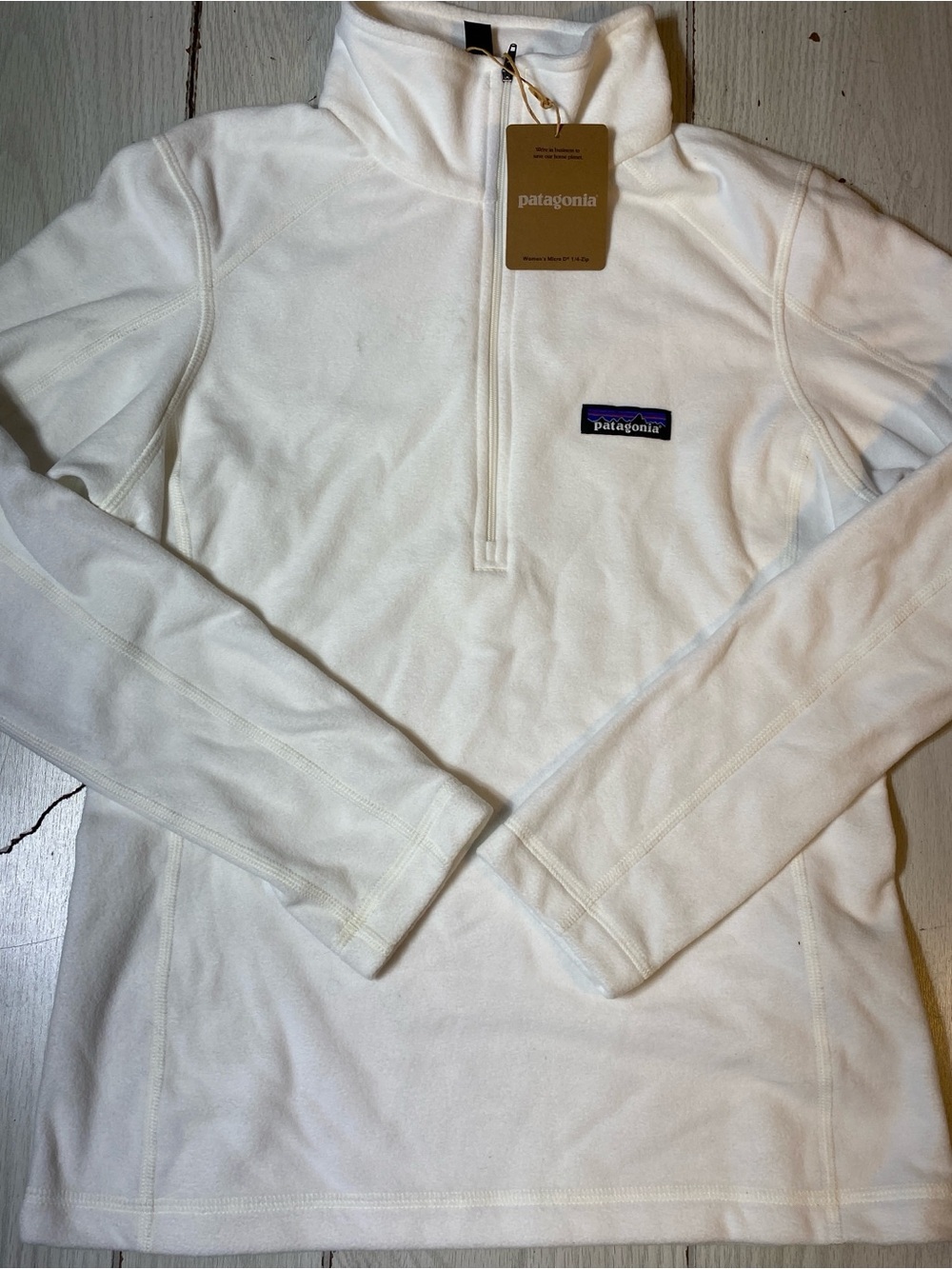 Patagonia Women’s Micro D 1/4 Zip Fleece Pullover White Size XS NWT.